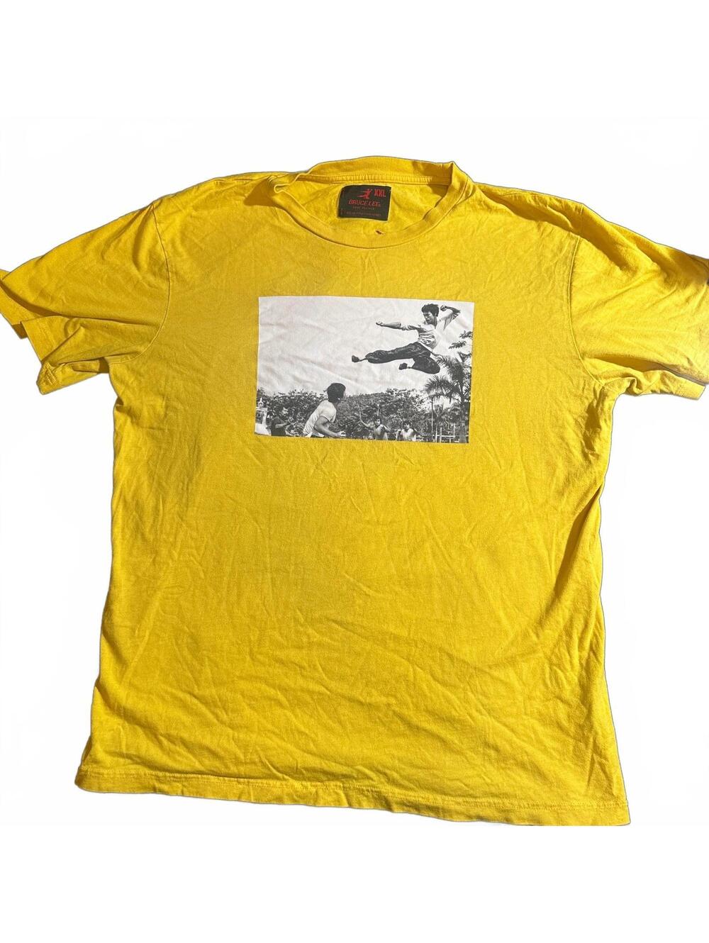 Bruce Lee Embroidered Signature Yellow Tee